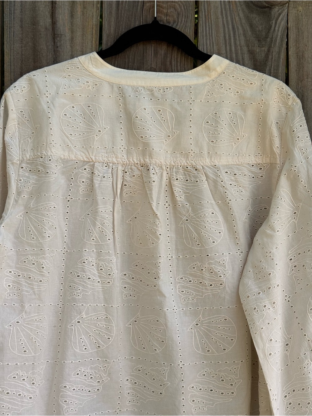 Universal thread coastal chic seashell eyelet cotton peasant blouse ivory S - Picture 6 of 7